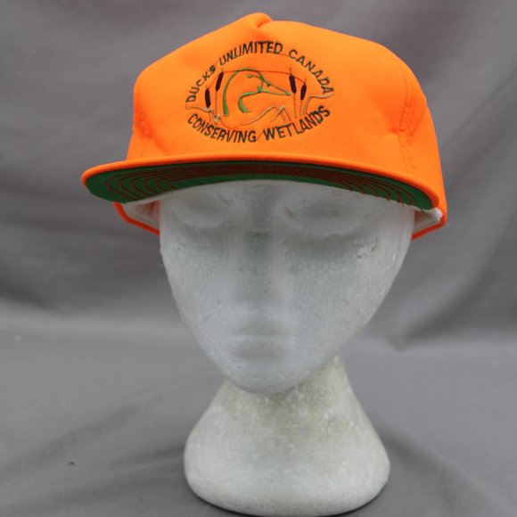 Vintage Hunting Hat - Ducks Unlimited Neon Orange - Adult Snapback - Picture 3 of 8